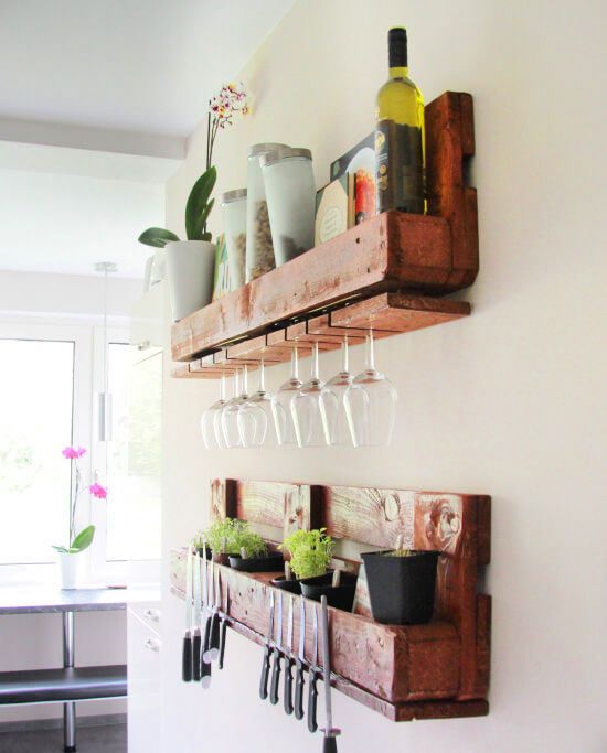 DIY Kitchen Shelves out of Wooden Pallet