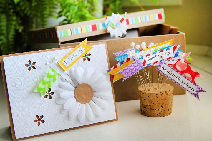 Embossed Daisy Card With Paper Flags