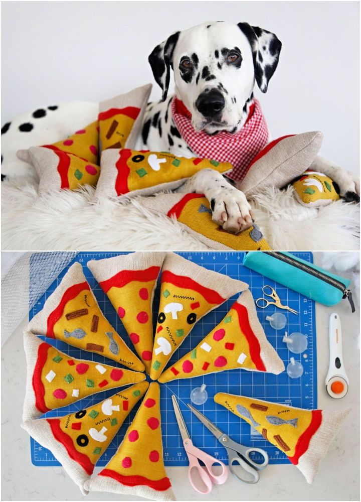 Squeaky Stuffed Pizza Slice Dog Toy